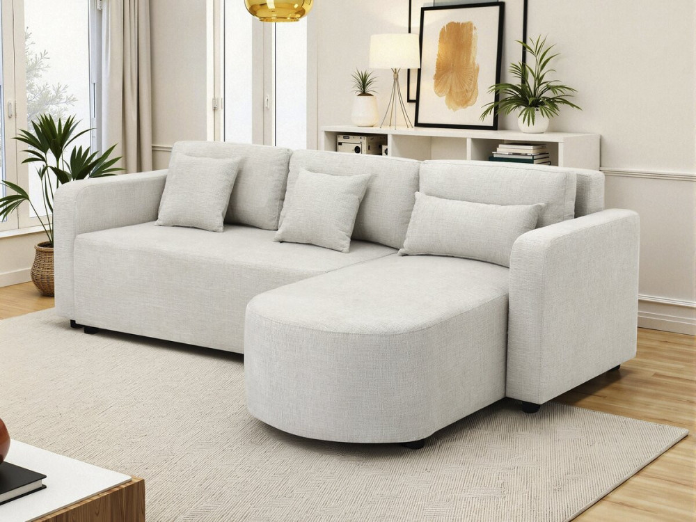 Canapé d'angle convertible/réversible en tissu "Charles" - 3 places - Beige