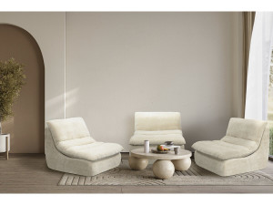 Chauffeuse en tissu texturé "Candela" - 81 x 96 x 75 cm - Beige 2