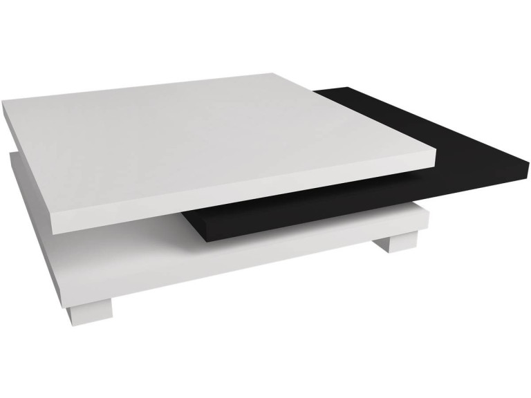 Table basse "Elena" - 80 x 80 x 32 cm - Blanc / Noir