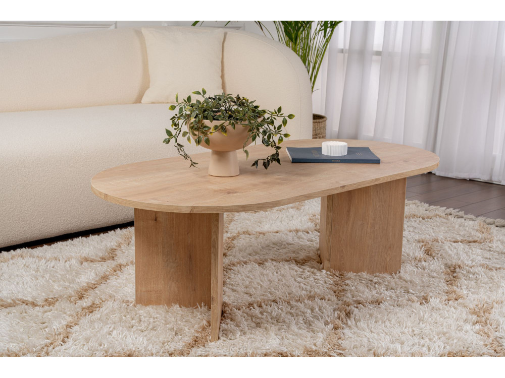 Table basse en bois "Sable" - 60 x 119 x 40 cm - Chêne Saphir