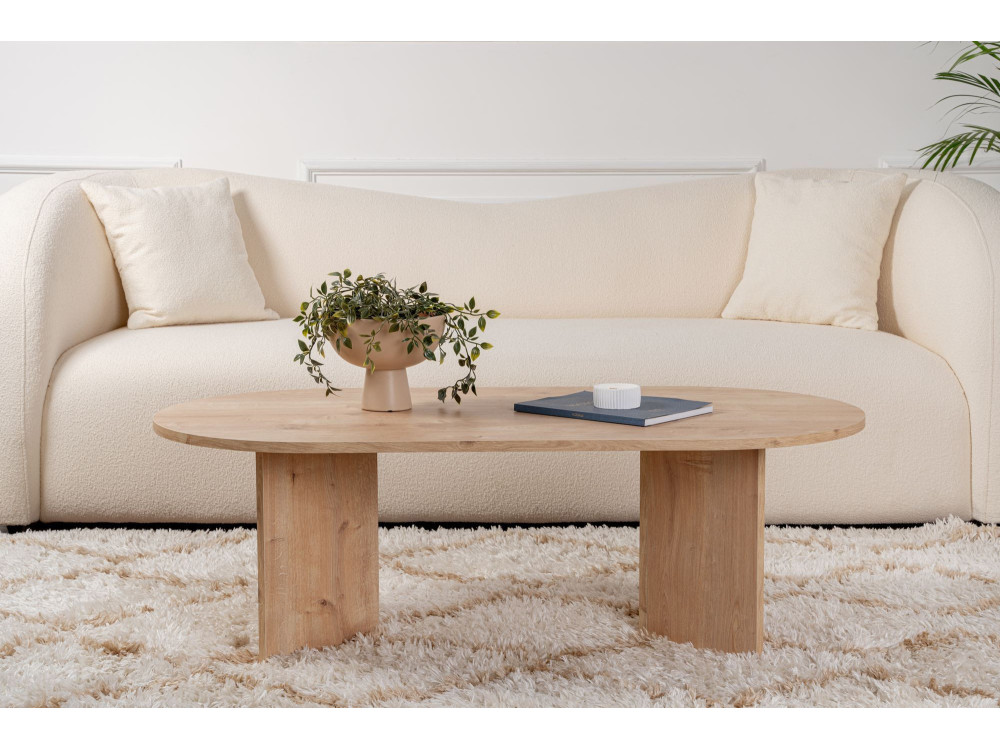 Table basse en bois "Sable" - 60 x 119 x 40 cm - Chêne Saphir