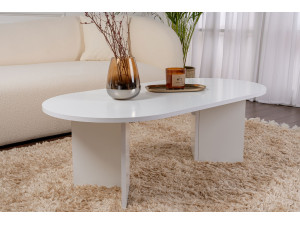 Table basse en bois "Sable" - 60 x 119 x 40 cm - Blanc 2