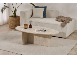 Table basse en bois "Orba" - 120 x 65 x 40 cm - Travertin 2