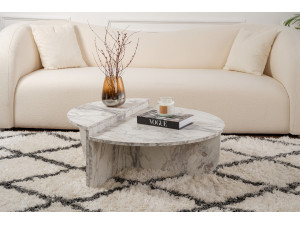 Table basse en bois "Orion" 90 x 60 x 30 cm - Marbre de Freesia 2