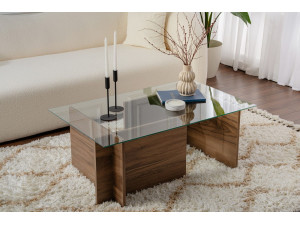 Table basse en bois "Vetrino" - 105 x 65 x 40 cm - Noyer 2