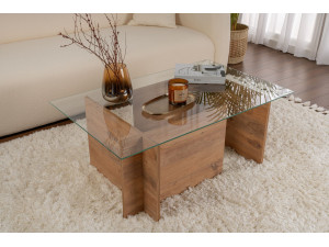 Table basse en bois "Vetrino" - 105 x 65 x 40 cm - Pin atlantique 2