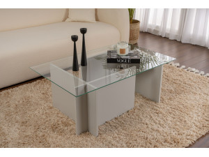 Table basse en verre "Vetrino" 105 x 65 x 40 cm - Gris 2
