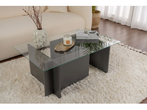 Table basse en verre "Vetrino" 105 x 65 x 40 cm - Anthracite 2