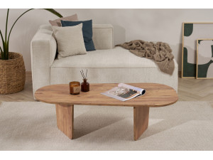 Table basse en bois "Ovalis" - 130 x 65 x 40 cm - Pin atlantique 2