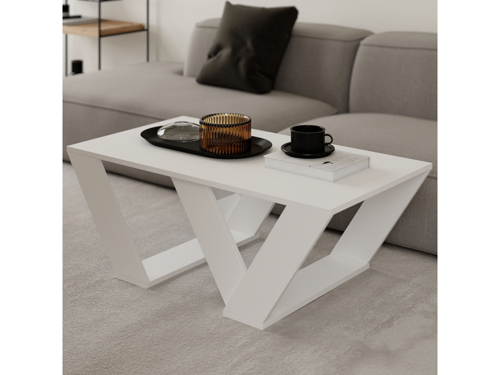 Table basse en bois "Pipra" - 110 x 60 x 40 cm - Blanc
