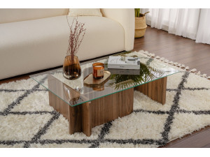 Table basse en bois "Flavio" - 105 x 65 x 30 cm - Noyer 2
