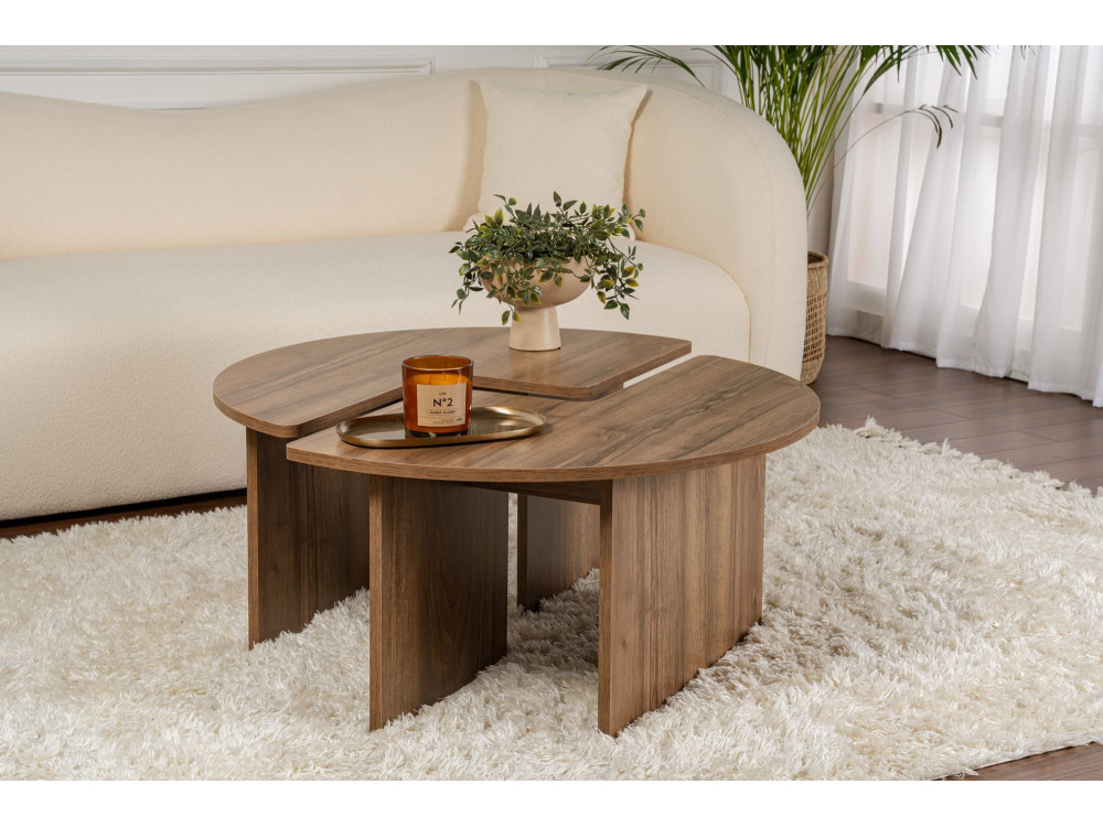 Table basse en bois "Moira" -  90 x 90 x 41 cm - Noyer