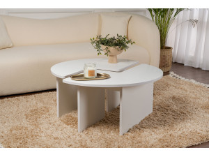Table basse en bois "Moira" 90 x 90 x 41 cm - Blanc naturel 2