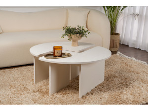 Table basse en bois "Moira" 90 x 90 x 41 cm - Blanc de bois 2