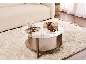 Table basse en bois "Clara" - 75 x 75 x 40 cm - NoyerTransparent 2