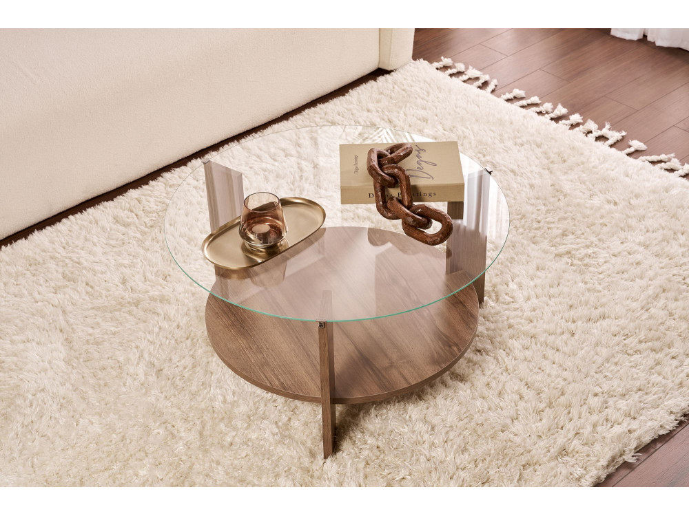 Table basse en bois "Clara" - 75 x 75 x 40 cm - NoyerTransparent