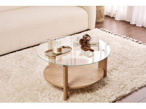 Table basse en bois "Clara" - 75 x 75 x 40 cm - Chêne SaphirTransparent 2