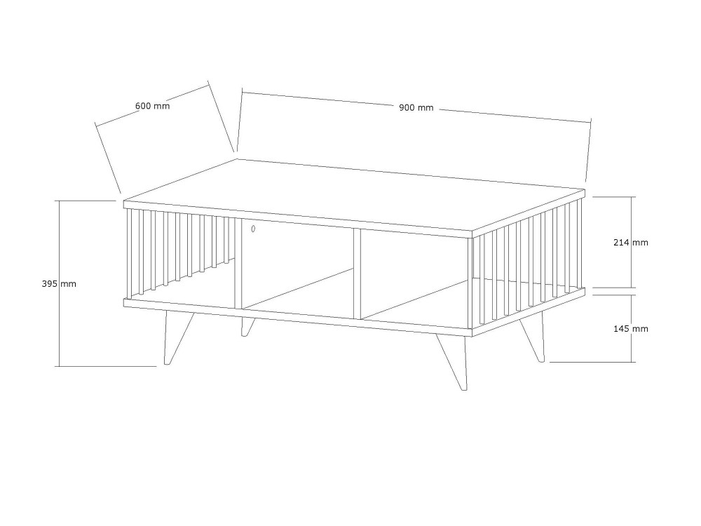 Table basse en bois "Bert" - 90 x 60 x 40 cm - Noyer