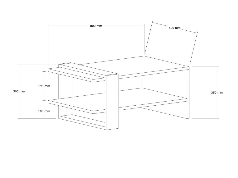 Table basse en bois "Gaye" - 80 x 50 x 35 cm - Noyer, Blanc
