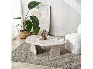 Table basse en bois "Rock" 100 x 60 x 35 cm - Travertin 2
