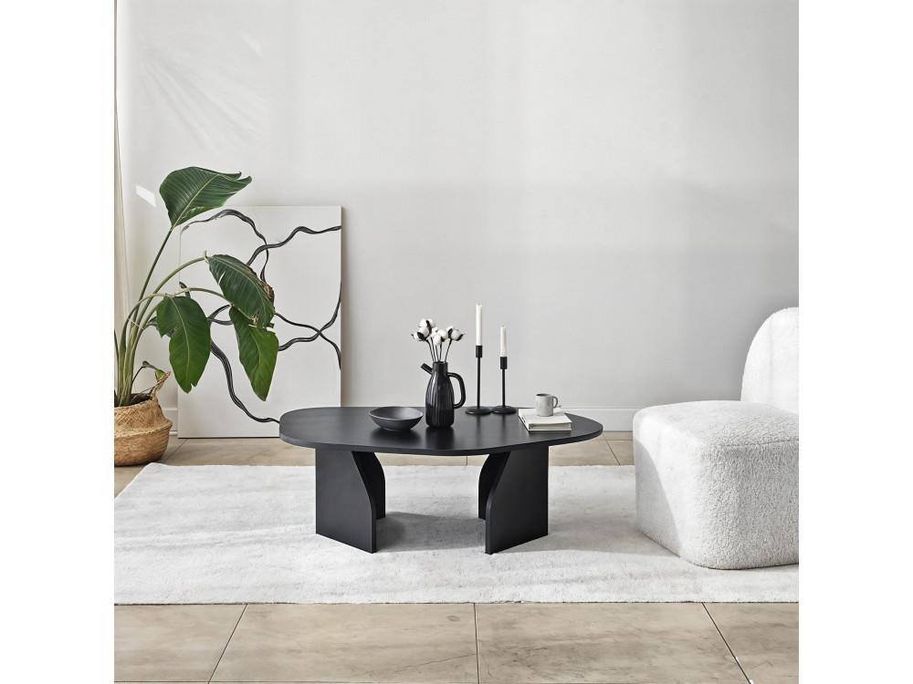 Table basse en bois "Rock" 100 x 60 x 35 cm - Noir