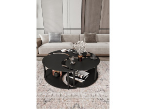 Ensemble de table basse en bois "Yin" 70 x 70 x 38 cm - Noir 2