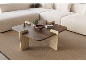 Table basse en bois "Poalla" - 90 x 90 x 35 cm - Marron 2