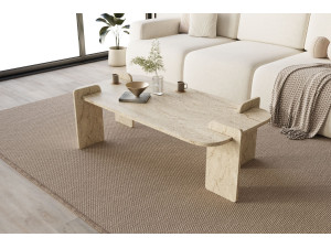 Table basse en bois "Lovge" 120 x 60 x 35 cm - Travertin 2