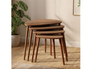 Table gigogne (4 pièces) en bois "Nora" 68 x 45 x 55 cm - Noyer 2