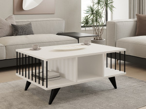 Table basse en bois "Bert" - 90 x 60 x 40 cm - Blanc 2