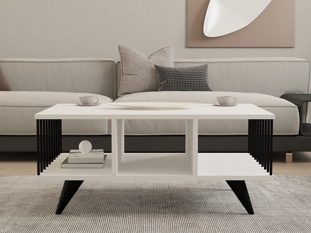 Table basse en bois "Bert" - 90 x 60 x 40 cm - Blanc