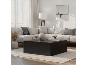 Table Basse en MDF "Prizma" - 90 x 90 x 35 cm - Bois Noir 2