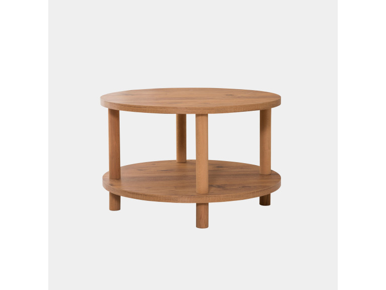 Table basse ronde en bois "Roby" - 70 x 70 x 43 cm - Marron