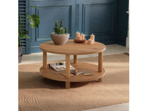 Table basse ronde en bois "Roby" - 70 x 70 x 43 cm - Marron 2