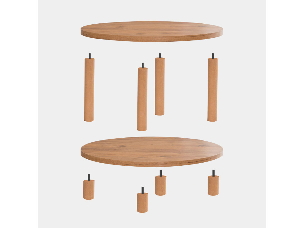 Table basse ronde en bois "Roby" - 70 x 70 x 43 cm - Marron
