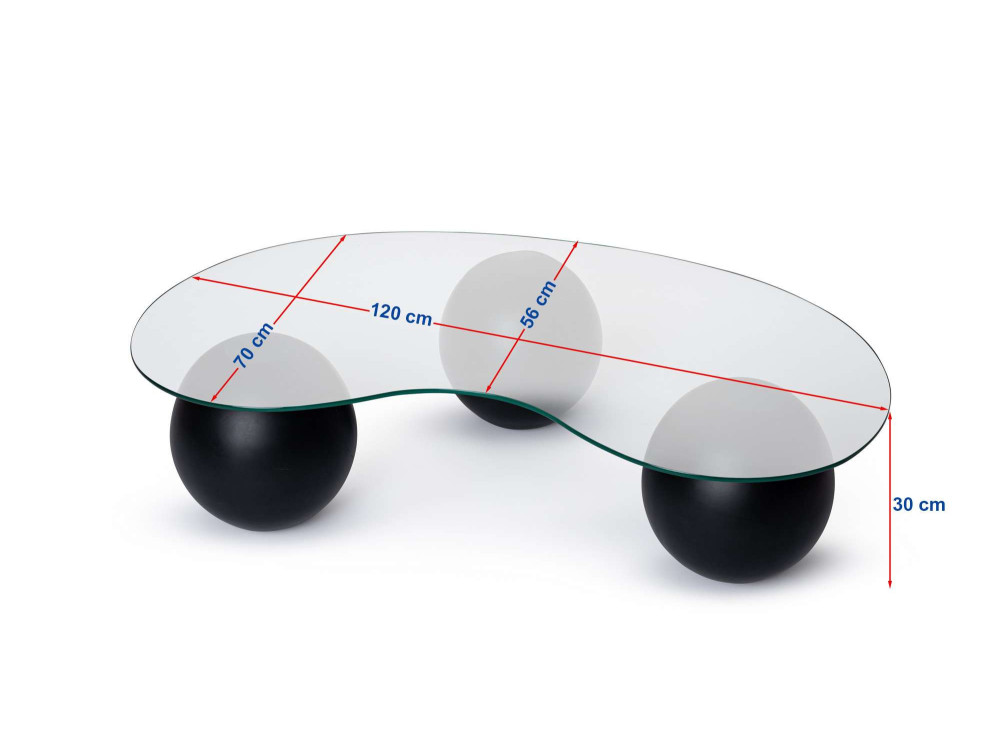 Table basse en verre "Sphere" - 120 x 70 x 30 cm - Noir
