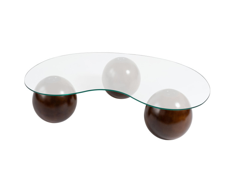 Table basse en verre "Sphere" - 120 x 70 x 30 cm - Marron