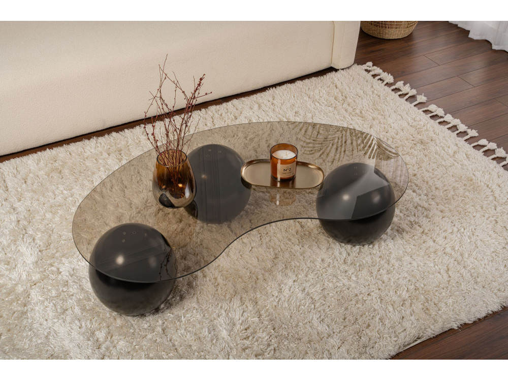 Table basse en verre "Sphere" - 120 x 70 x 30 cm - Noir
