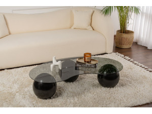 Table basse en verre "Sphere" - 120 x 70 x 30 cm - Noir 2