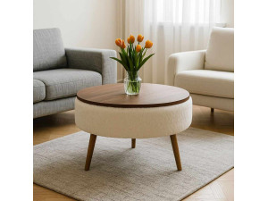 Table basse "Noya Round" - 60 x 60 x 44 cm - Blanc 2