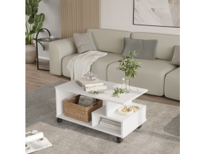 Table basse en bois "MIN9" - 90 x 51 x 42 cm - Blanc 2