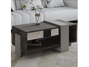Table basse en bois "Meleni" - 90 x 49 x 40 cm - Gris 2
