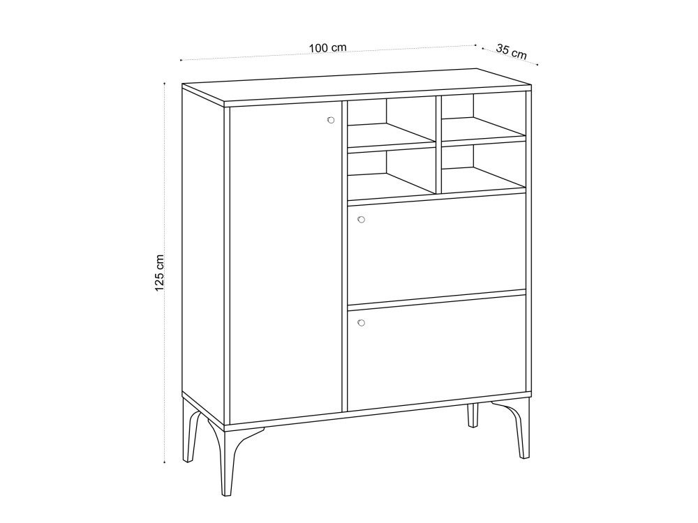 Buffet en bois "Ewa" - 100 x 35 x 125 cm - Chêne Saphir