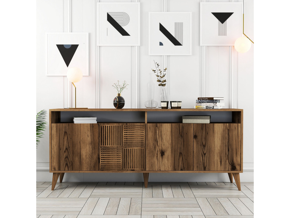 Buffet en bois "Milan" - 180 x 35 x 78 cm - Noyer