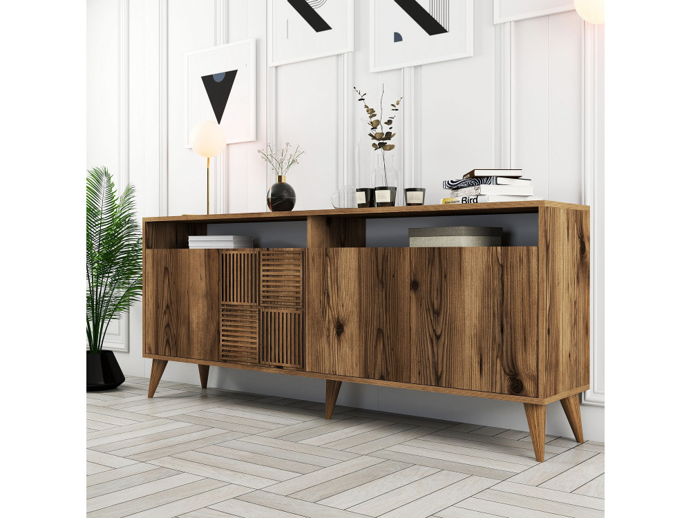 Buffet en bois "Milan" - 180 x 35 x 78 cm - Noyer