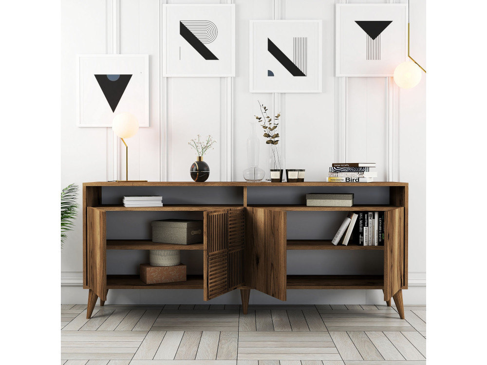 Buffet en bois "Milan" - 180 x 35 x 78 cm - Noyer