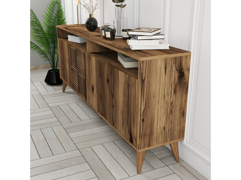 Buffet en bois "Milan" - 180 x 35 x 78 cm - Noyer