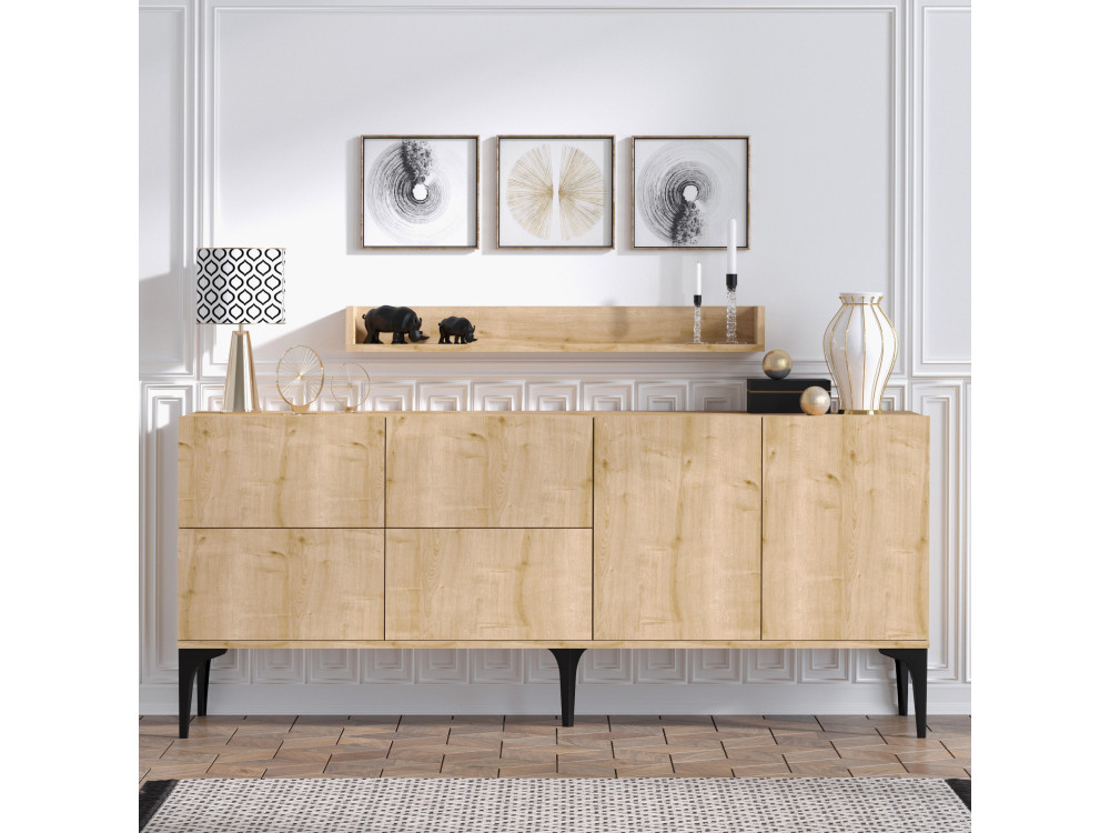 Buffet en bois "Stella" - 180 x 40 x 55 cm - Chêne Saphir