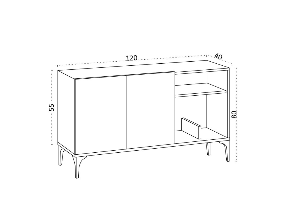 Buffet en bois "Oscar" - 120 x 40 x 80 cm - Chêne Saphir Noir