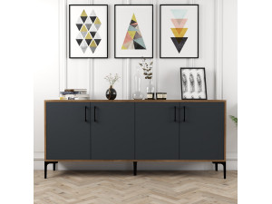 Buffet en bois "Kiev" - 180 x 35 x 78 cm - Gris anthracite 2